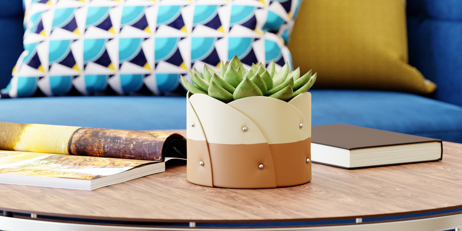 sofa set Bradford sofa set with pillows and table with flower,magazines and book Cycles and