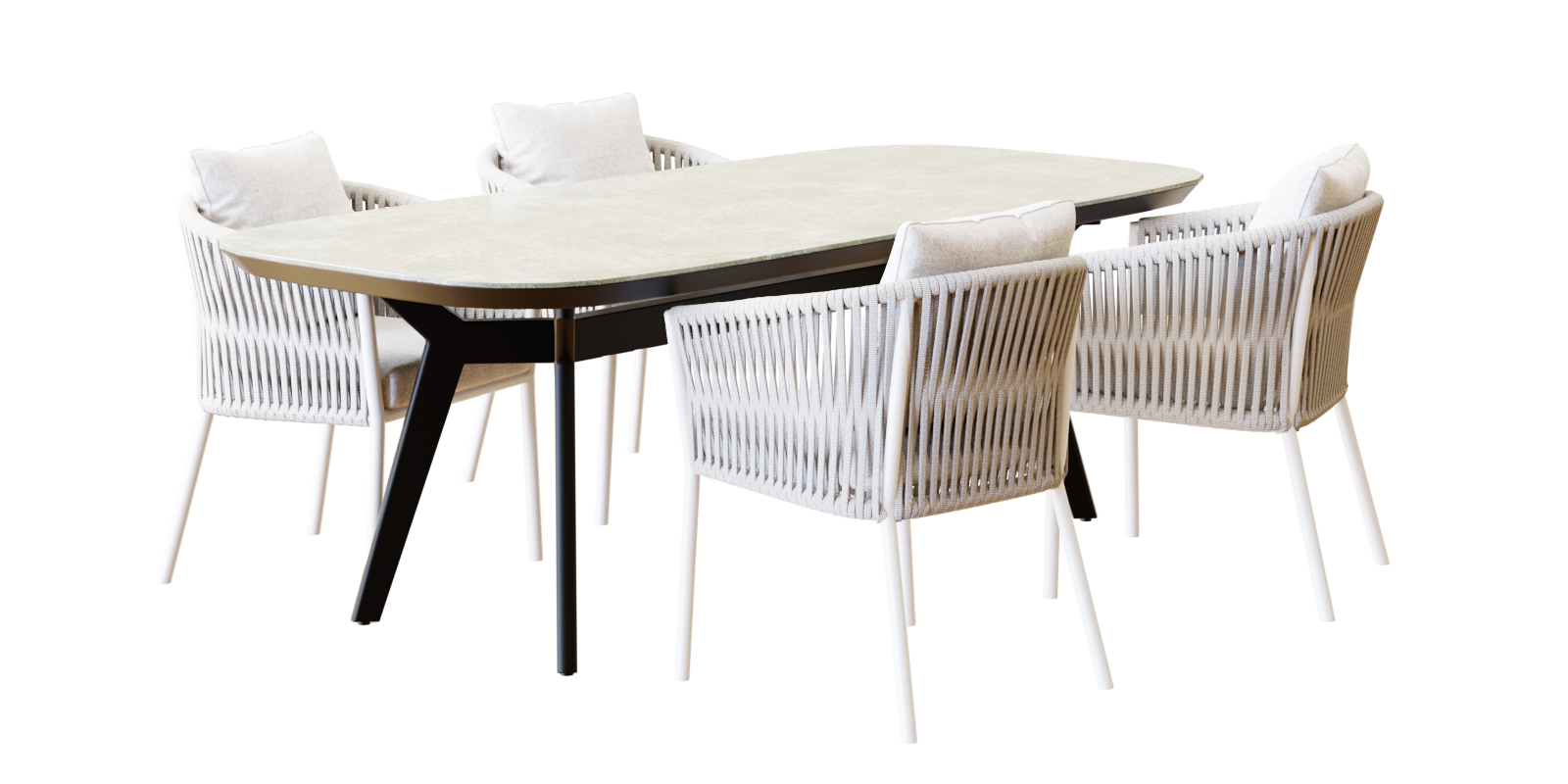 table set Coco Republic Catalina Dining Chair and Malibu Table set in 2 variations Blender
