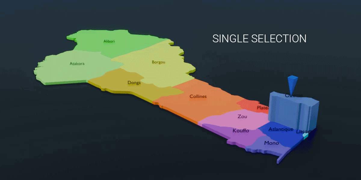Benin 12 Departments Map (3D + Prerendered Images) Blender Market