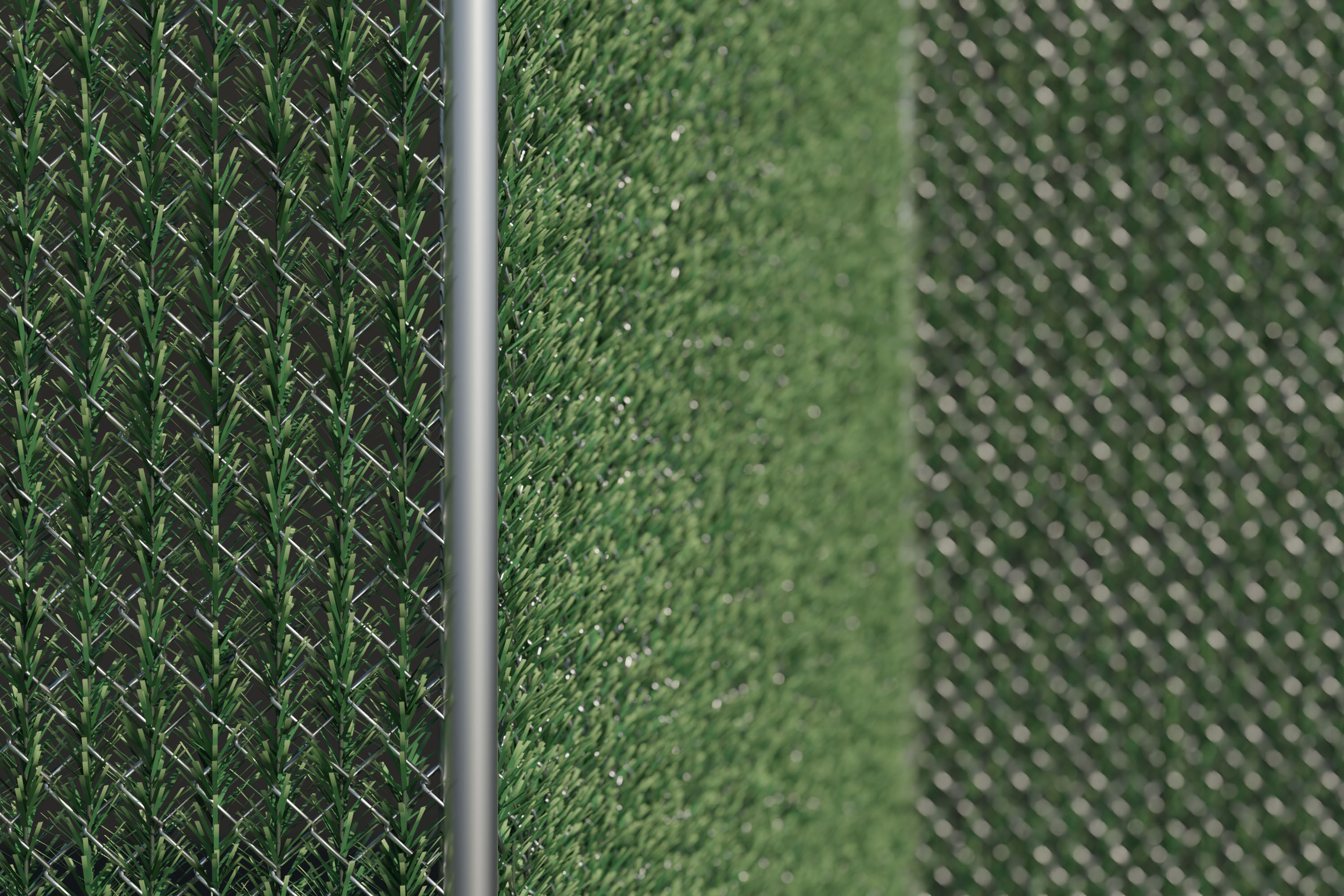 Procedural Chain Link Fence with Faux Hedge Slats Blender Market