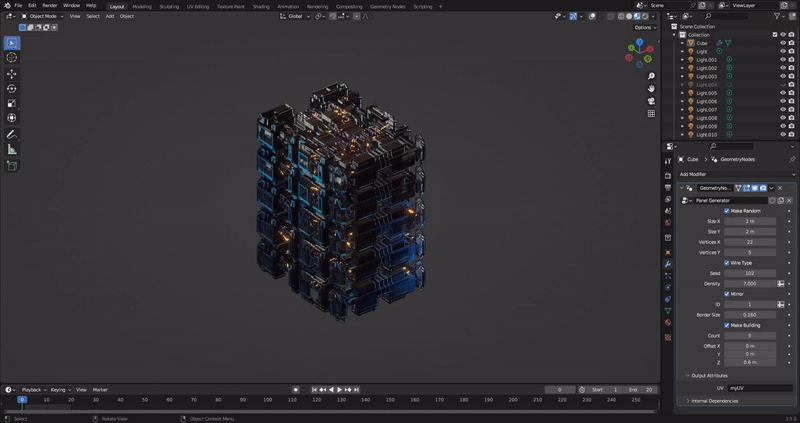 图片[3]-科幻建筑生成预设 Procedural Sci-Fi Building Generator – Blender预设-魔酷网