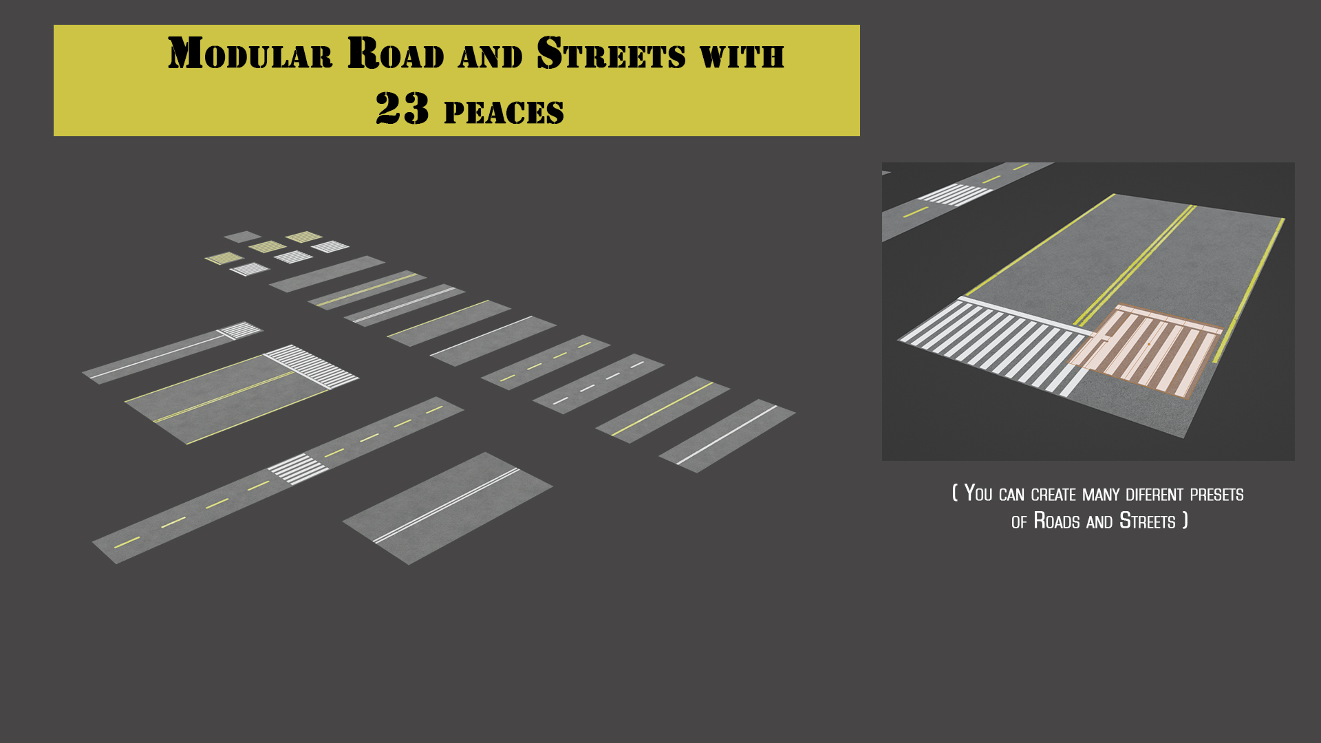 Simple Modular Street and Roads - Blender Market