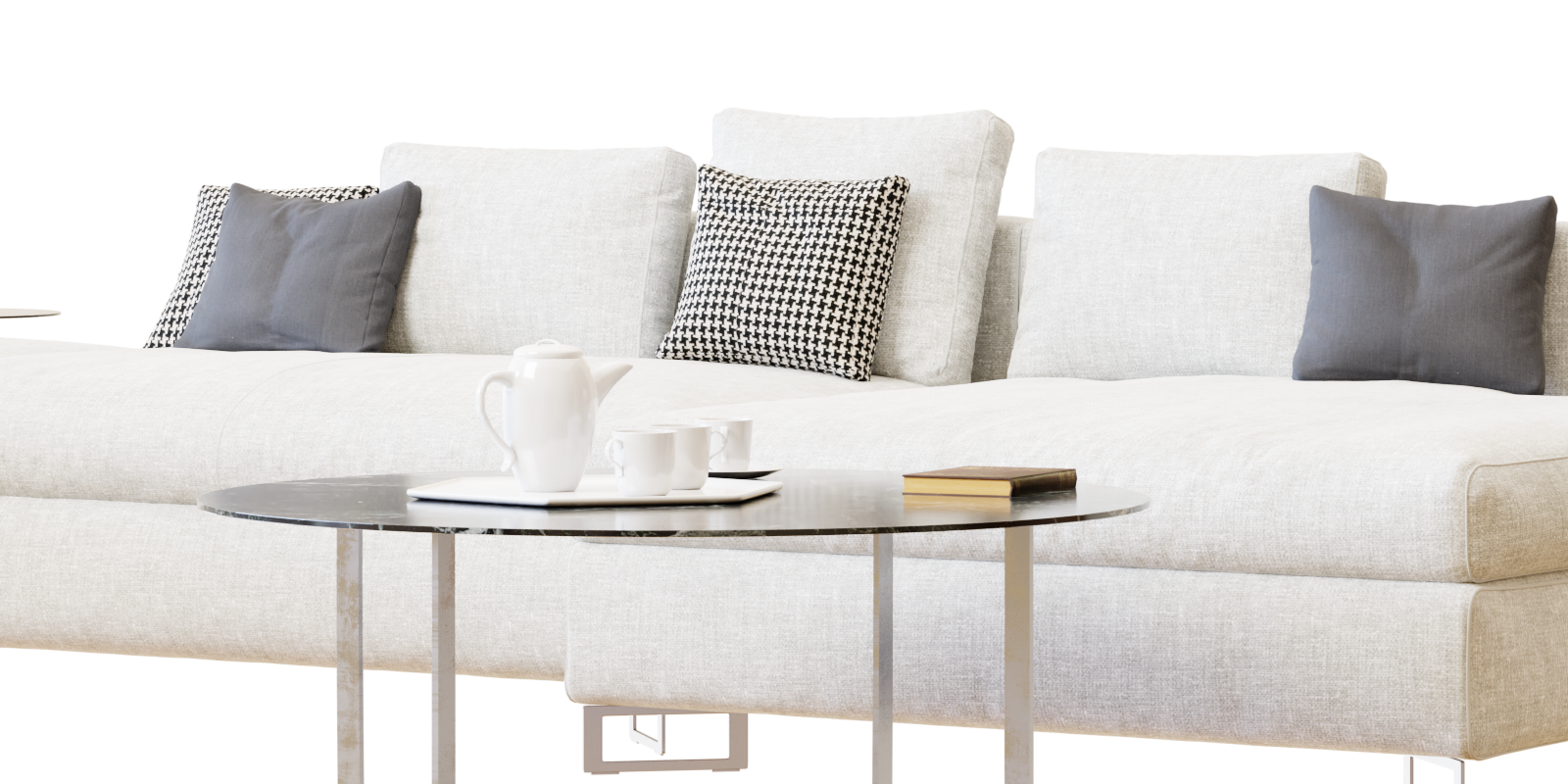 Sofa luxury fabric corner sofa minimalist modern sofa scene with