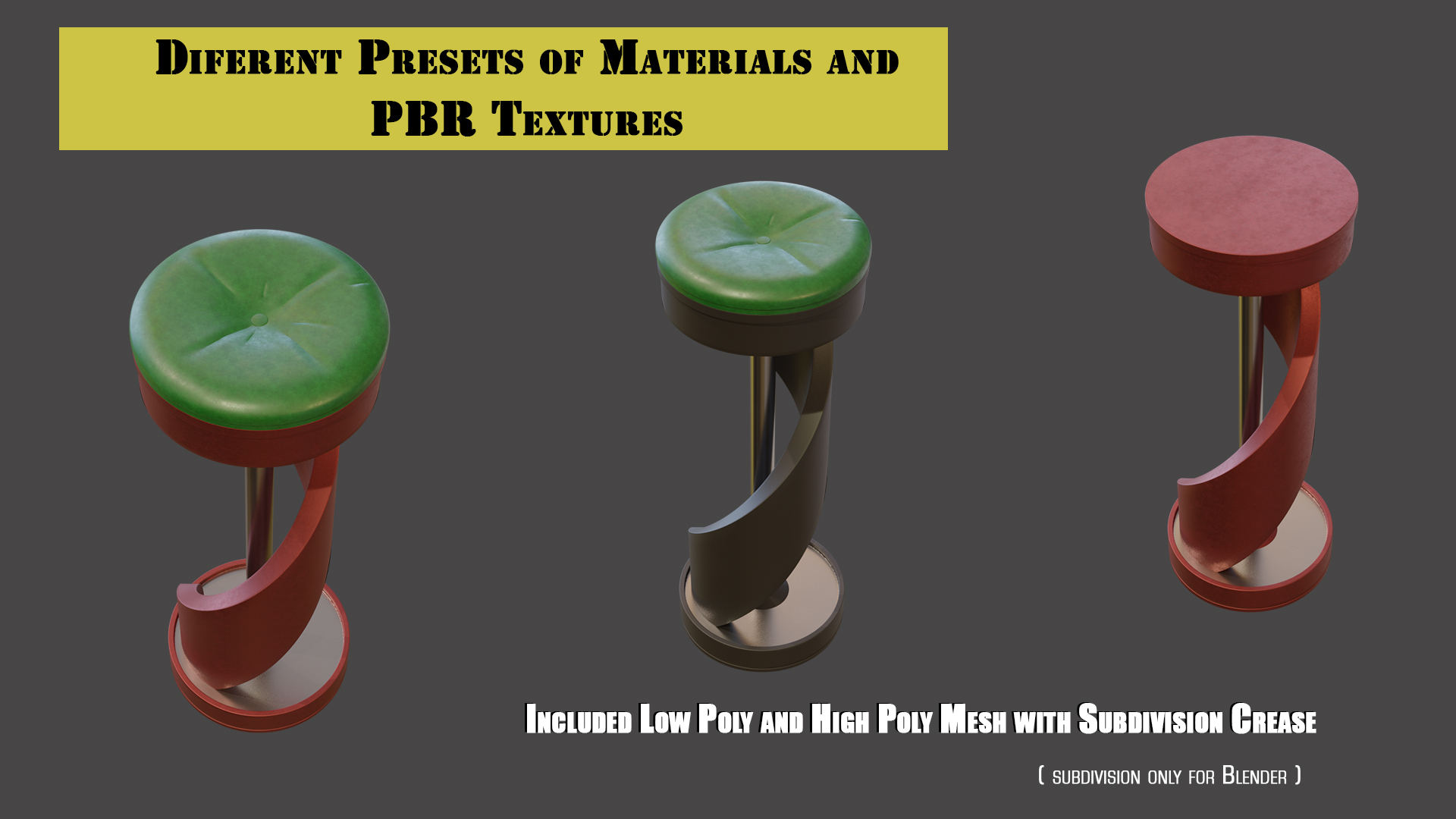 Vintage Bar Stool Chair Futuristic Style with PBR - Blender Market